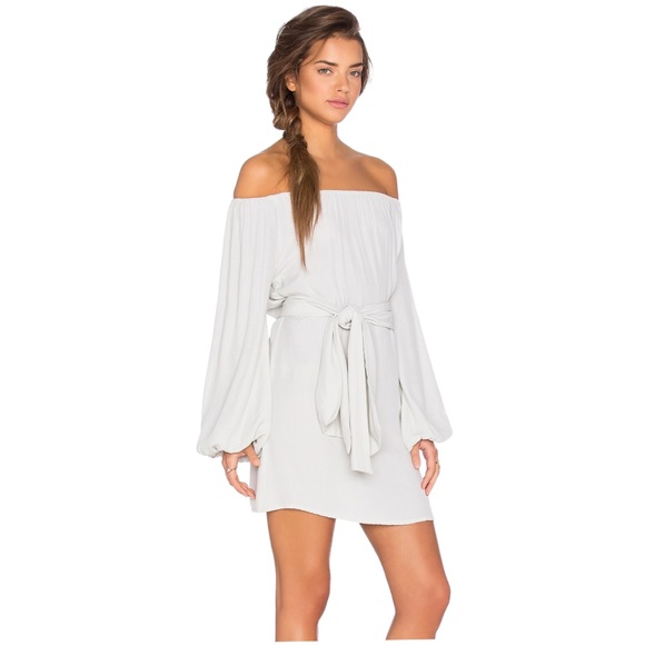 MLM Moss Green Dash Off Shoulder Long Sleeve Tie Waist Dress XS - Picture 4 of 12